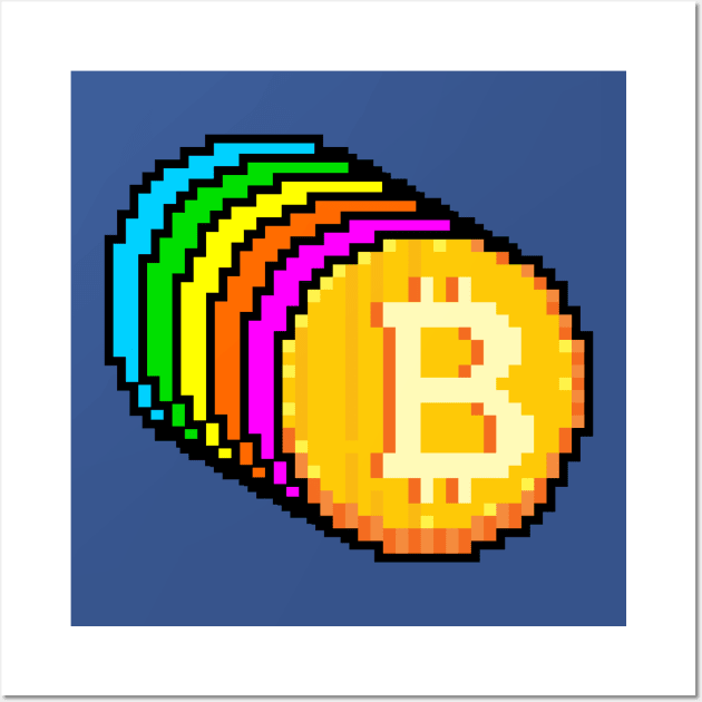 rainbow bitcoin Wall Art by spoilerinc